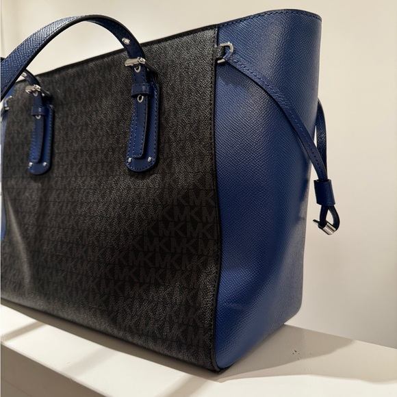 Michael Kors Blue and Gray Monogram Handbag - Picture 10 of 10